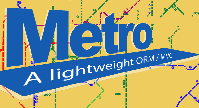 The logo image for Metro ORM, with stylized text made to look like a New York Subway Card and an overlay of the Manhattan subway system